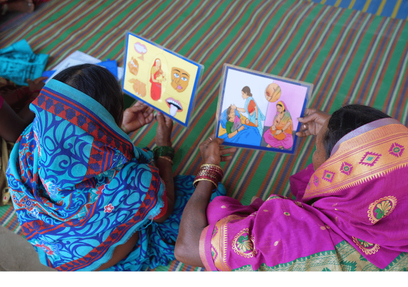 Women learn about health at a PLA meeting in MP