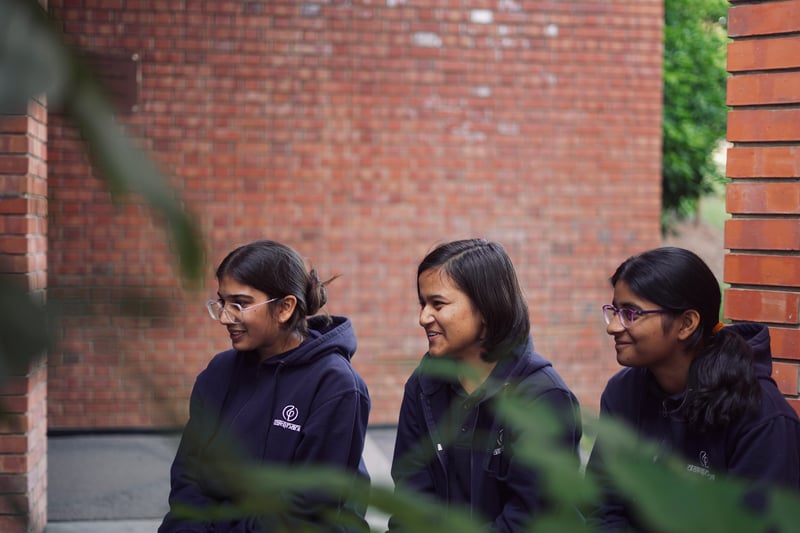 Jiya (left) and her classmates are NEET students at Dakshana Valley.