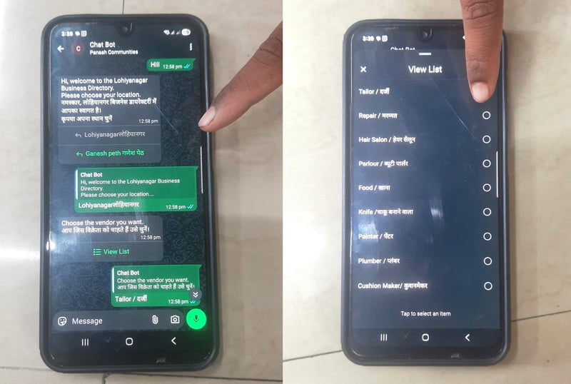 The business directory chatbot created by Panaah Solvers.
